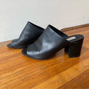 Steve Madden Infinity block-heel mule black leather heels - size 6